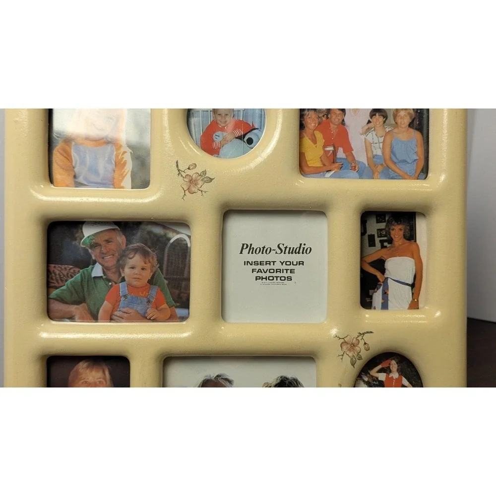 Vintage Photo-Studio Multi Opening Picture Frame 1977 Cream Floral Cottage Decor